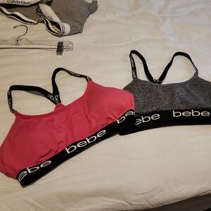 Bebe Pink and Gray Sports Bra Duo